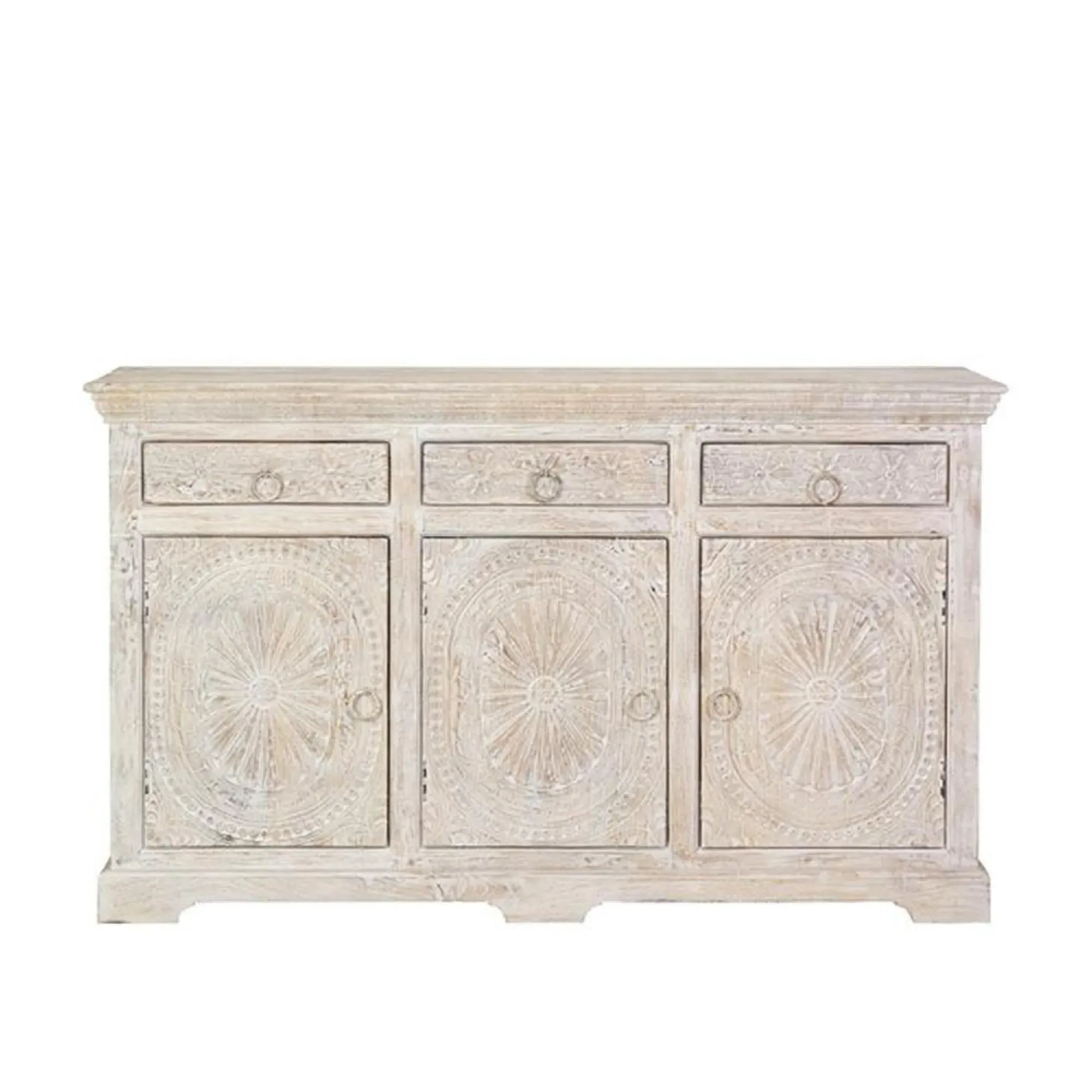 Rrethi 3 Door Medium Sideboard - Aged White, Mango Wood