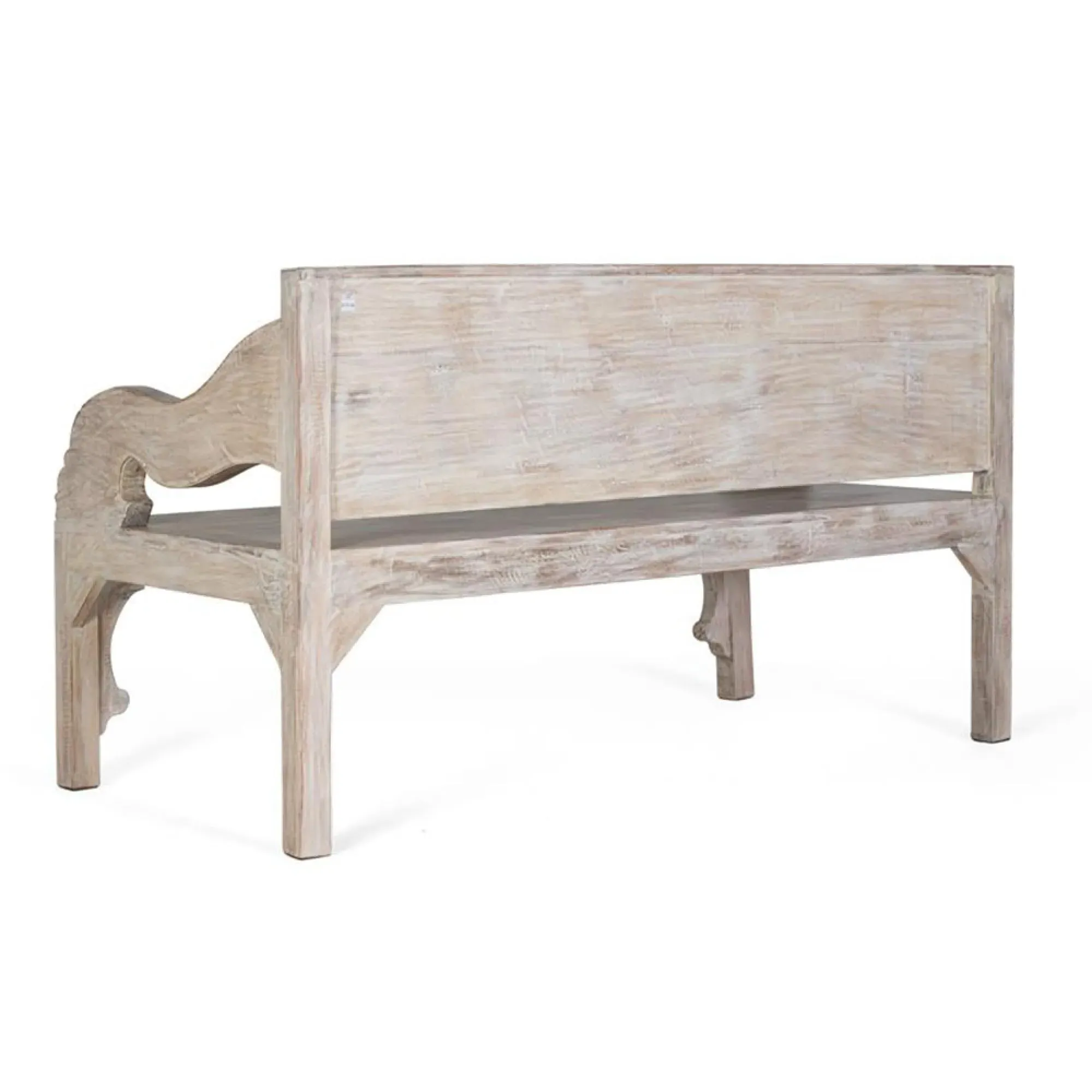 Sadorus Recycled Mango Wood Bench with Back - Aged White