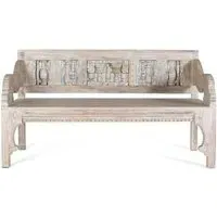Sadorus Recycled Mango Wood Bench with Back - Aged White