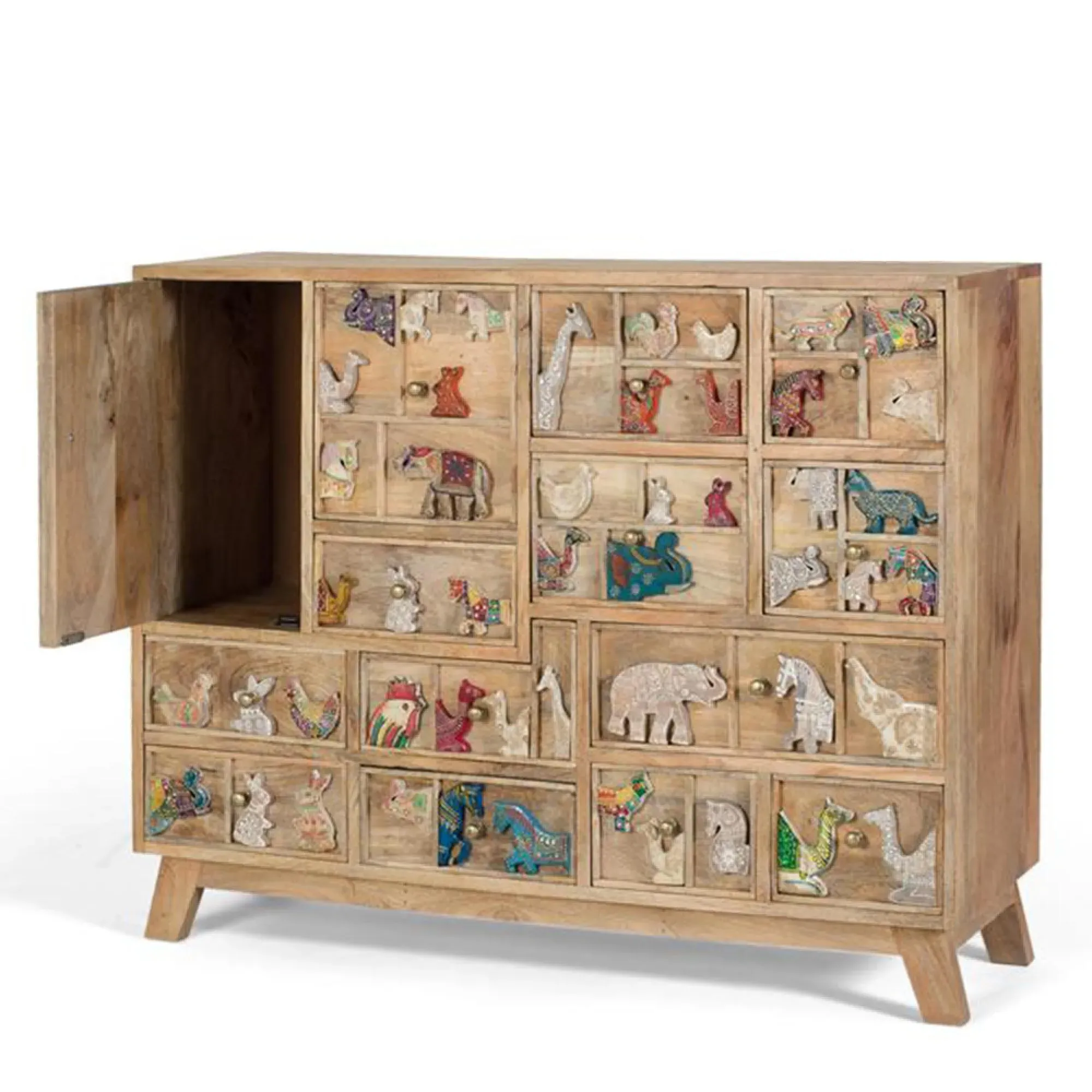 Safari Multi Drawer Hall Cabinet - Natural, Mango Wood