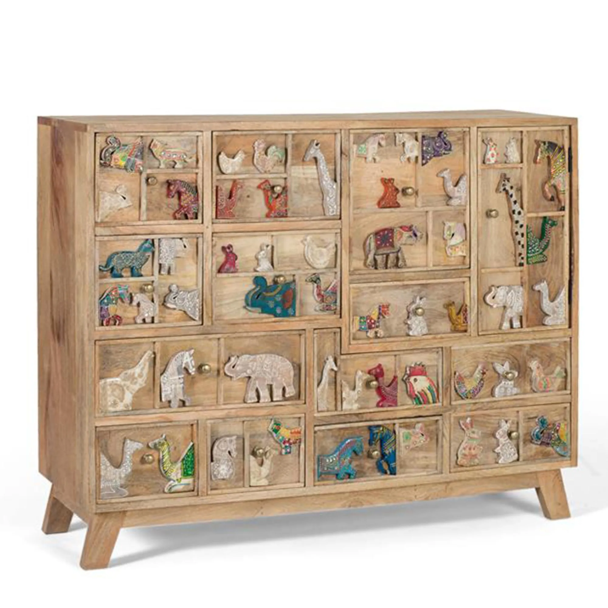 Safari Multi Drawer Hall Cabinet - Natural, Mango Wood