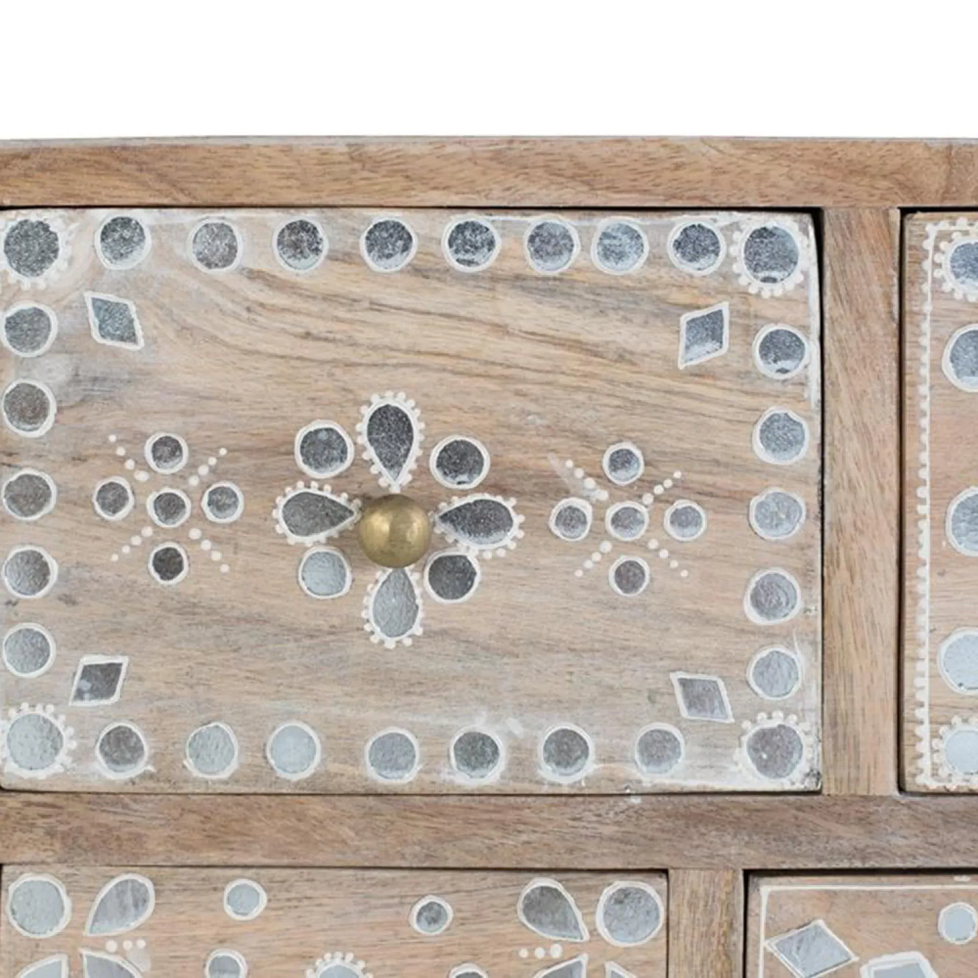 Savona 5 Drawer Bedside Table - Natural, Mango Wood