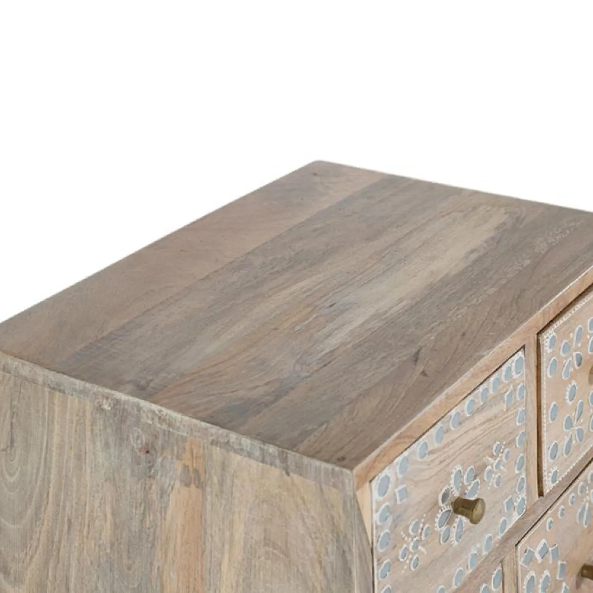 Savona 5 Drawer Bedside Table - Natural, Mango Wood