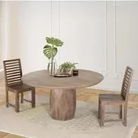 Savona Round 6-Seater Pedestal Dining Table - Natural, Mango