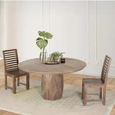 Savona Round 6-Seater Pedestal Dining Table - Natural, Mango