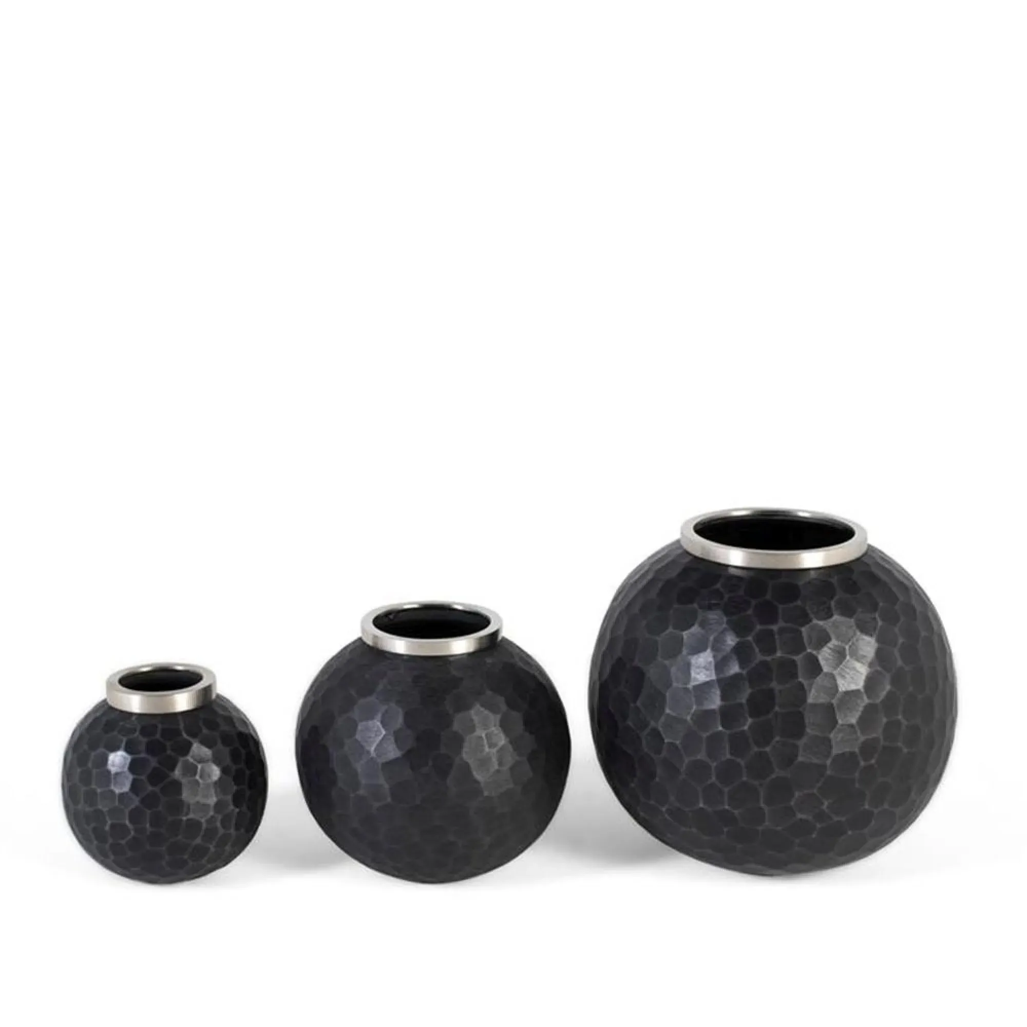Sloane Round Vase Set of 3 - Dark Grey, Metal