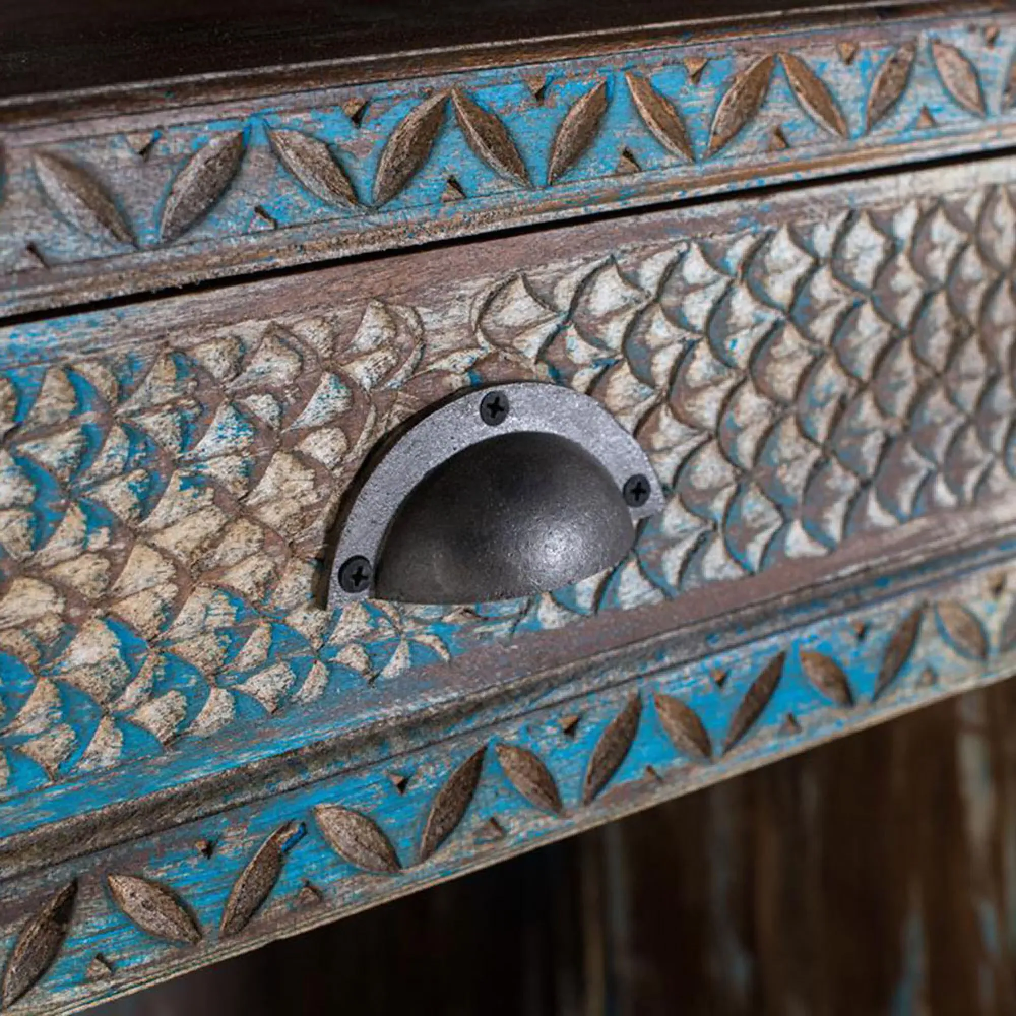 Sondrio Large Shelving Unit - Antique Blue, Mango Wood