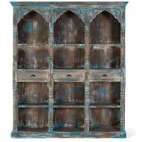 Sondrio Large Shelving Unit - Antique Blue, Mango Wood
