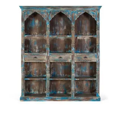 Sondrio Large Shelving Unit - Antique Blue, Mango Wood