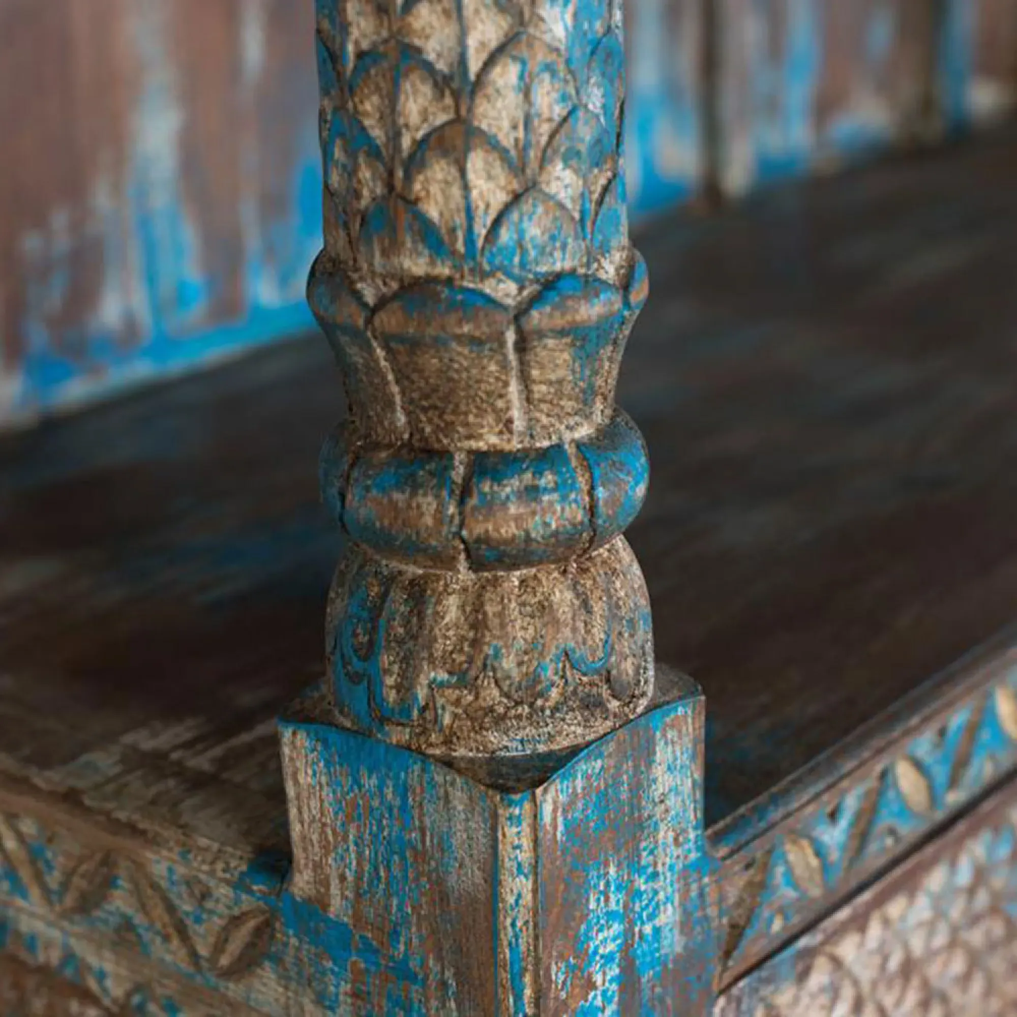 Sondrio Shelving Unit - Antique Blue, Mango Wood