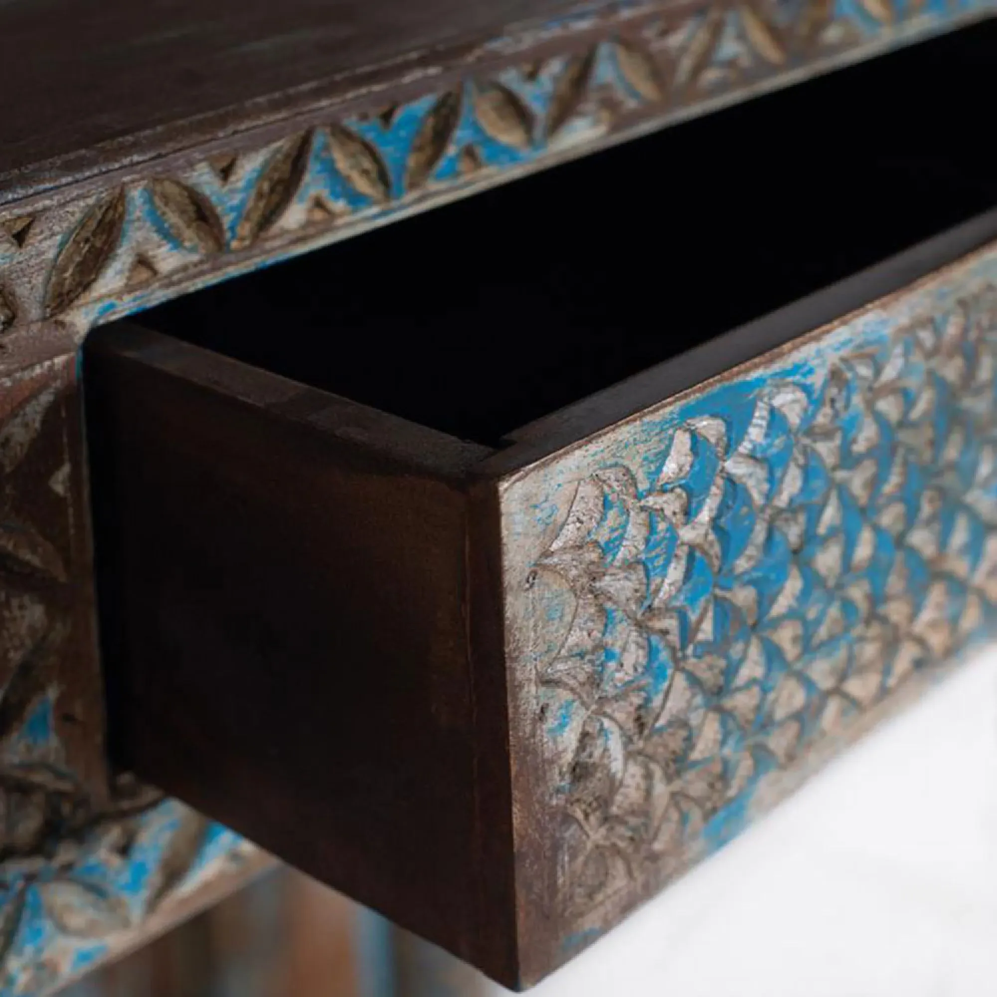 Sondrio Shelving Unit - Antique Blue, Mango Wood