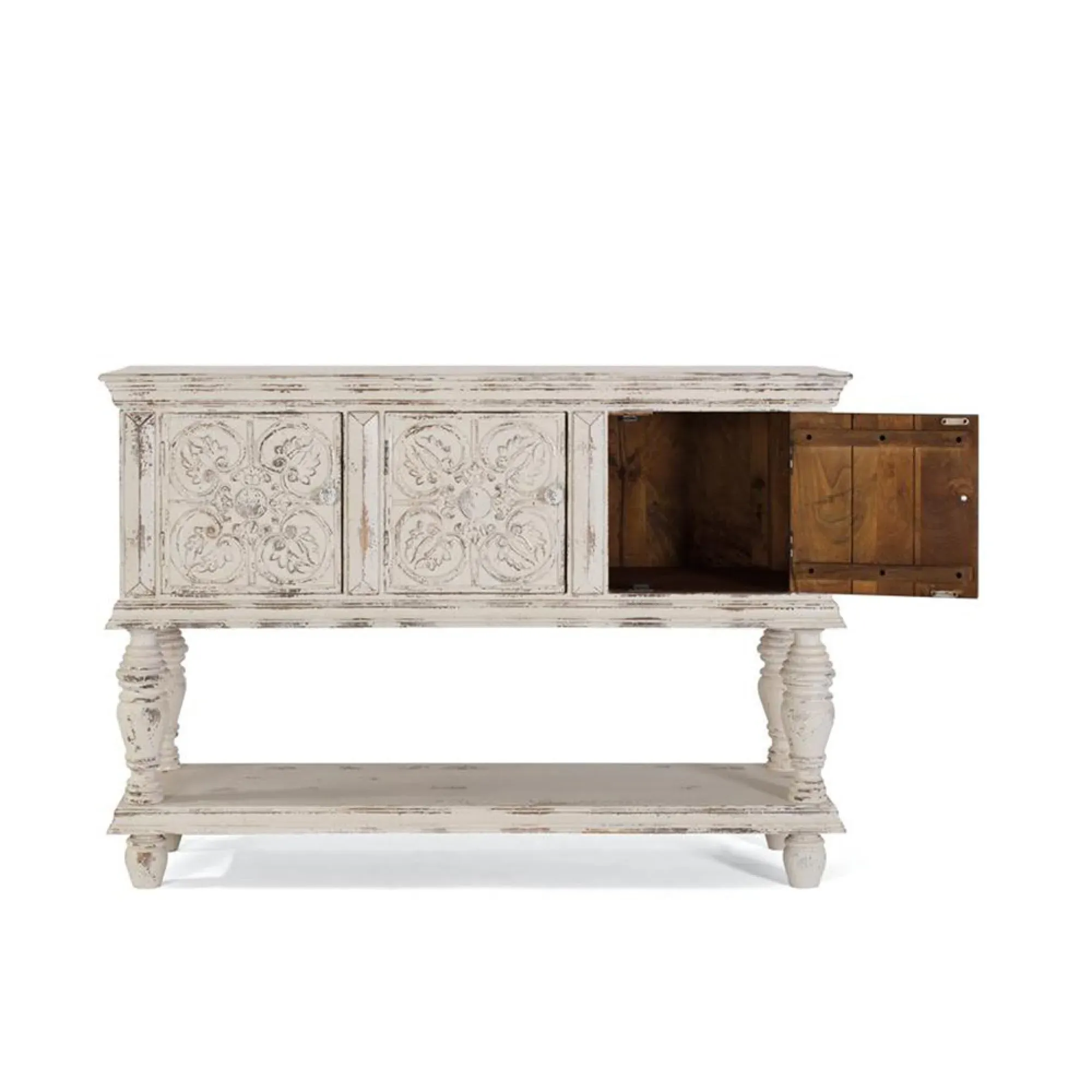 Spezia 3 Door Console Table - Aged White, Mango Wood