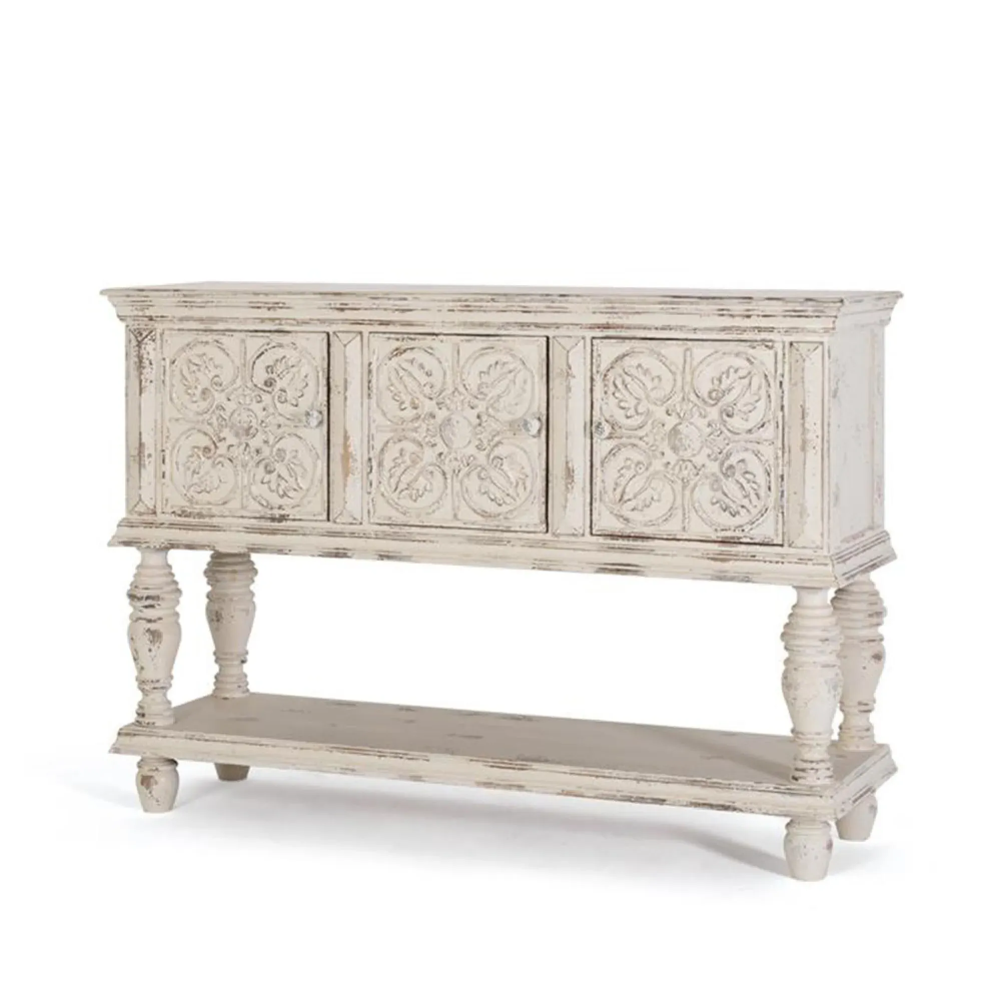 Spezia 3 Door Console Table - Aged White, Mango Wood
