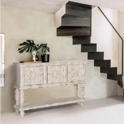 Spezia 3 Door Console Table - Aged White, Mango Wood image