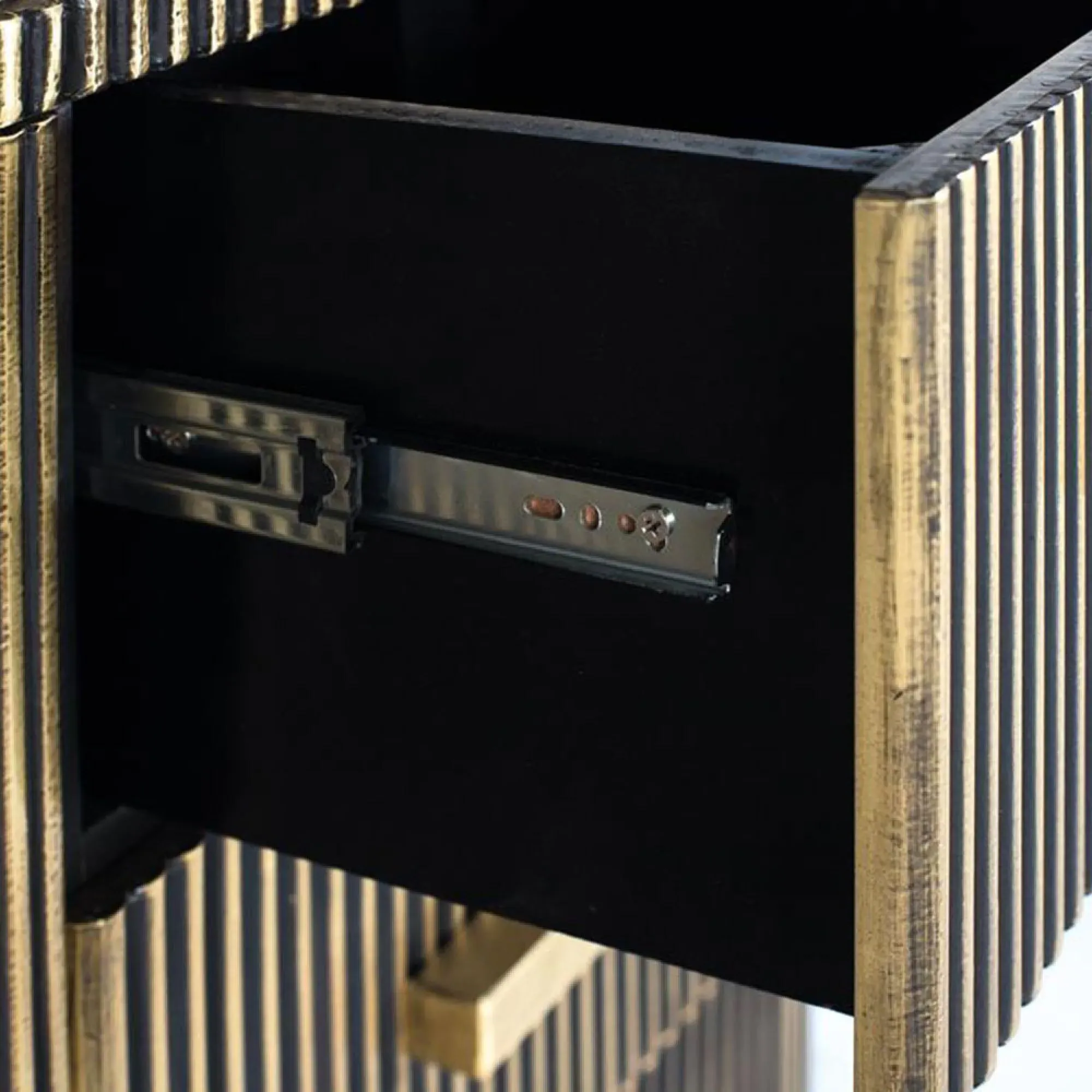 Stephen Ribbed Curved 2 Door Medium Sideboard - Black, Brass