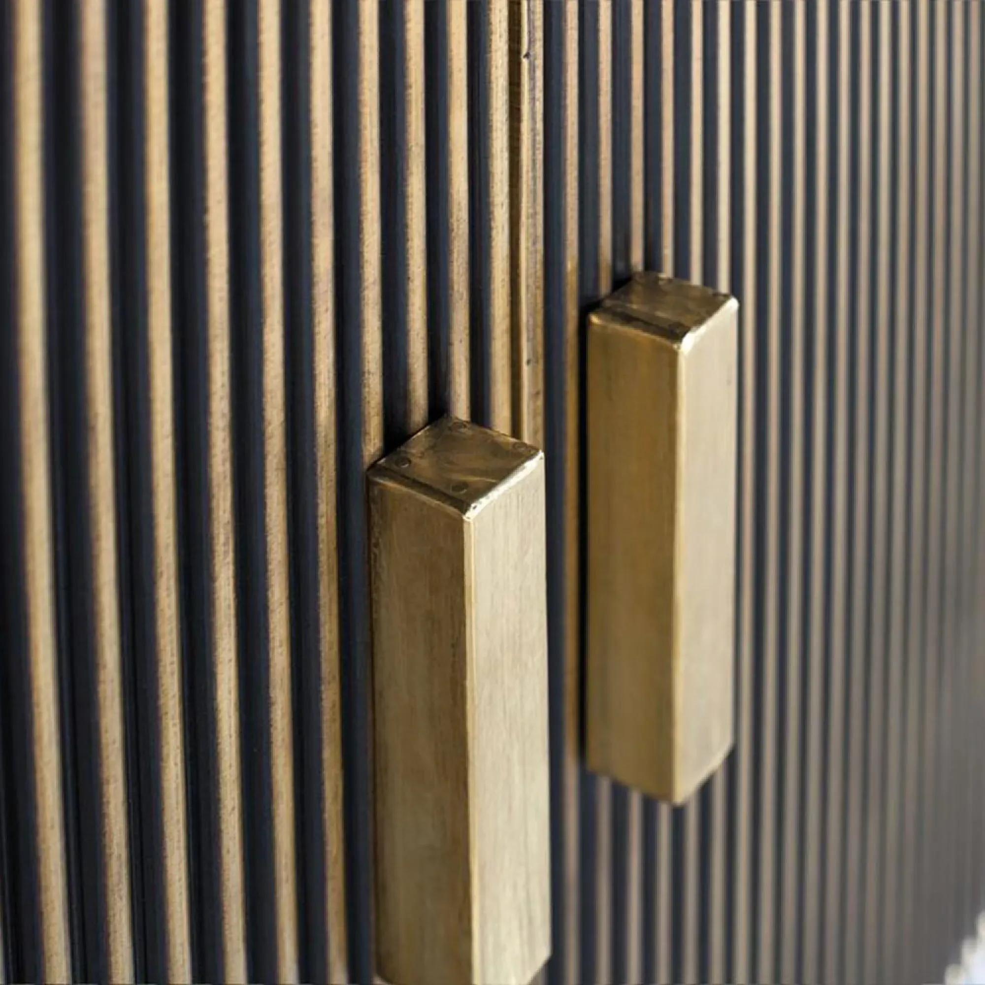 Stephen Ribbed Curved 2 Door Medium Sideboard - Black, Brass