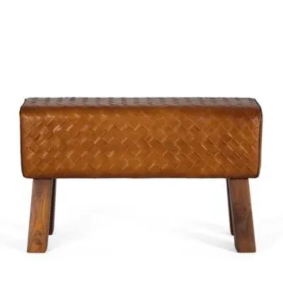 Sylvia Hall Bench - Brown, Leather