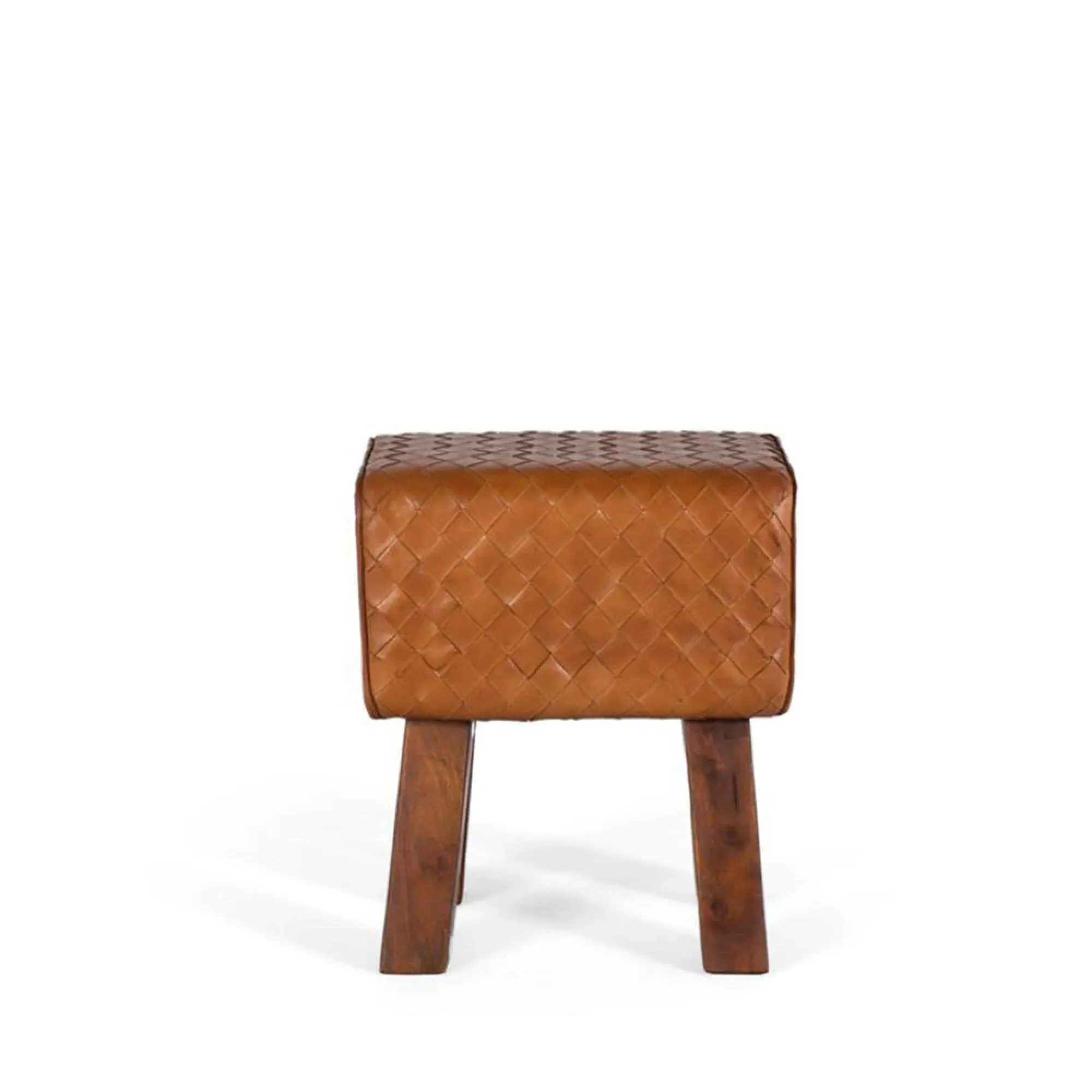 Sylvia Leather Stool - Brown