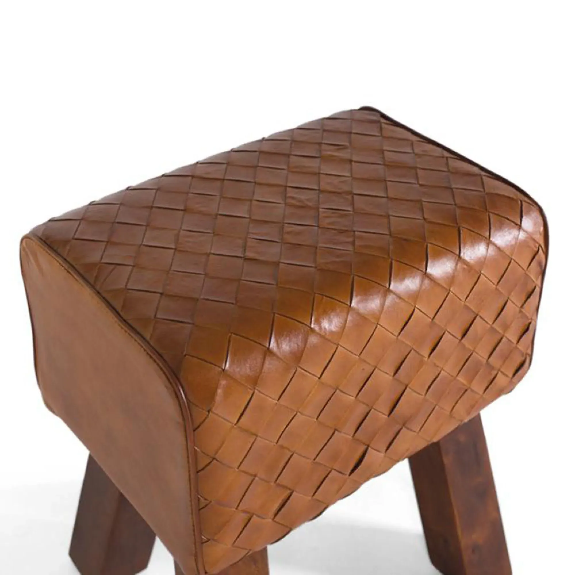 Sylvia Leather Stool - Brown