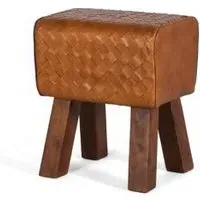 Sylvia Leather Stool - Brown