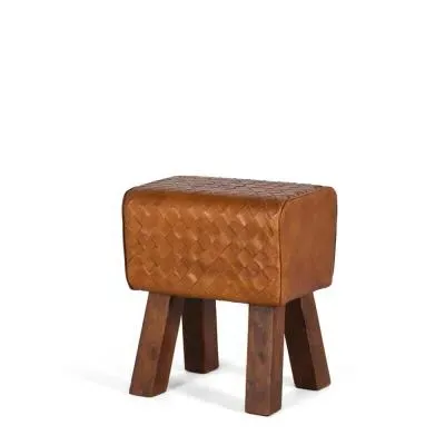 Sylvia Leather Stool - Brown image