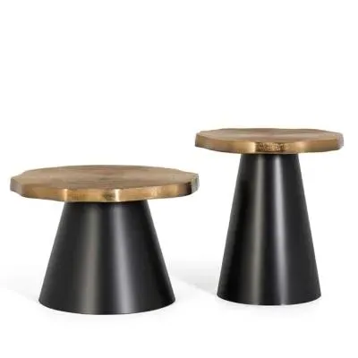 Syracuse Side Table Set of 2 - Aged Copper, Black