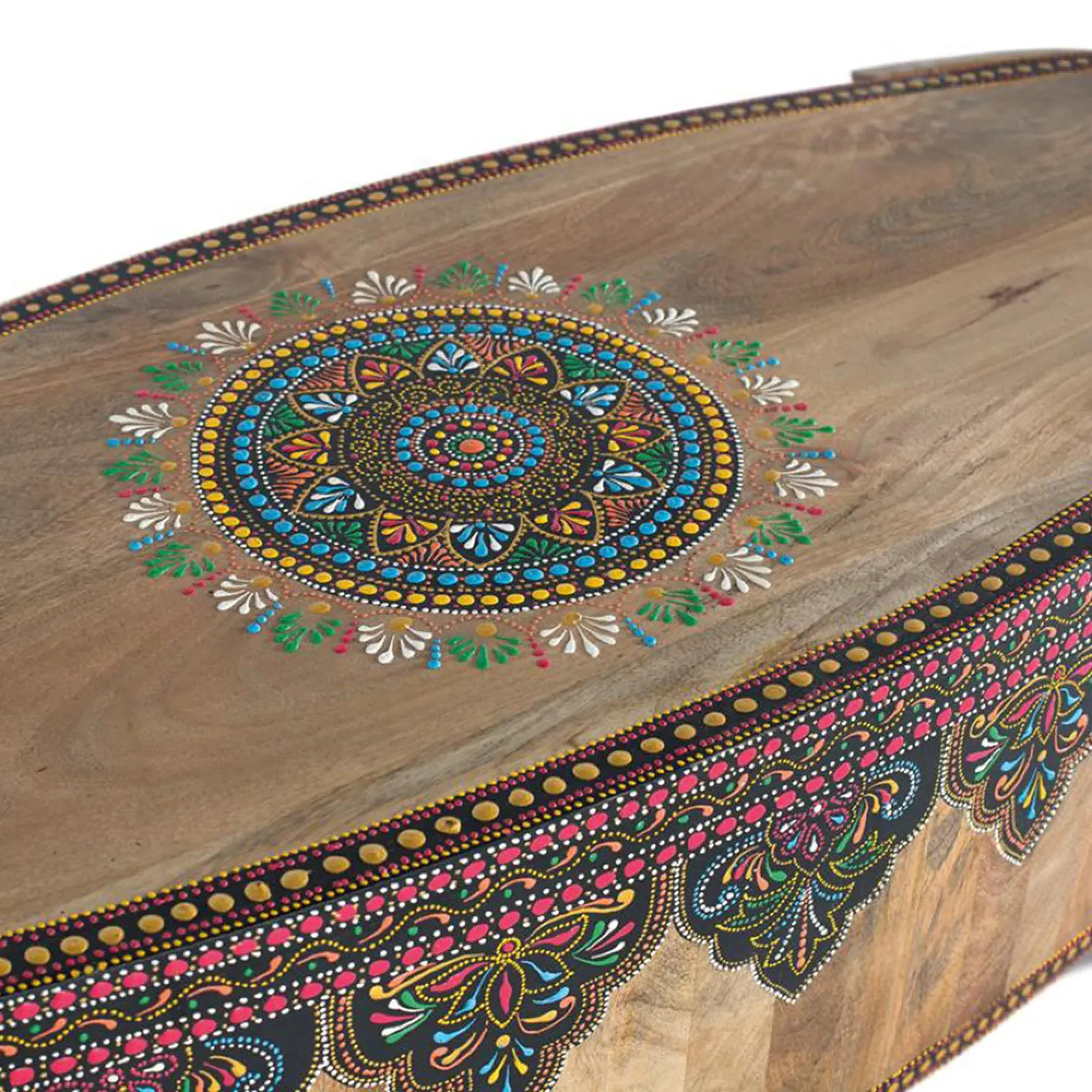 Taconite Painted Elephant Bench - Mango Wood