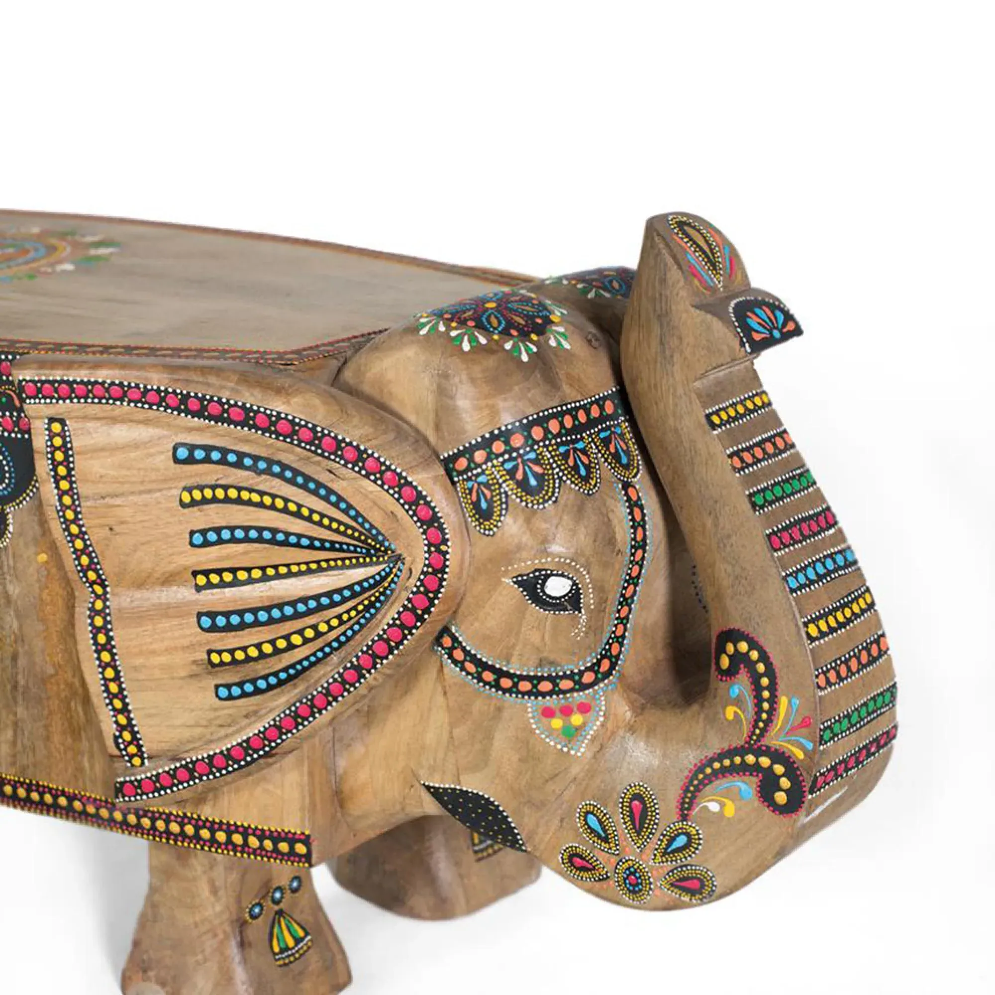 Taconite Painted Elephant Bench - Mango Wood