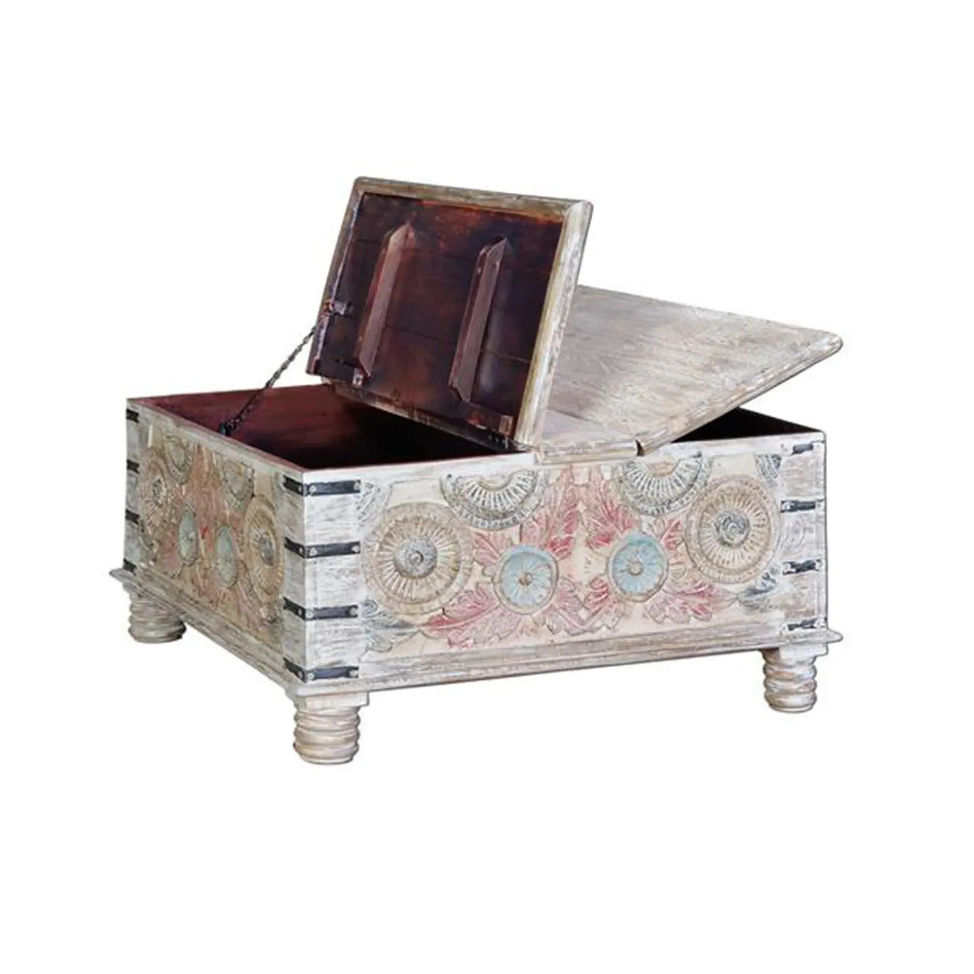 Tangazo Storage Coffee Table - White, Mango Wood