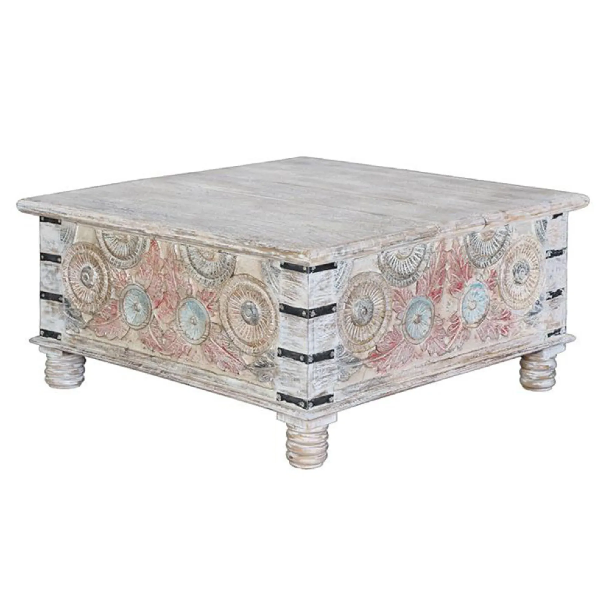 Tangazo Storage Coffee Table - White, Mango Wood