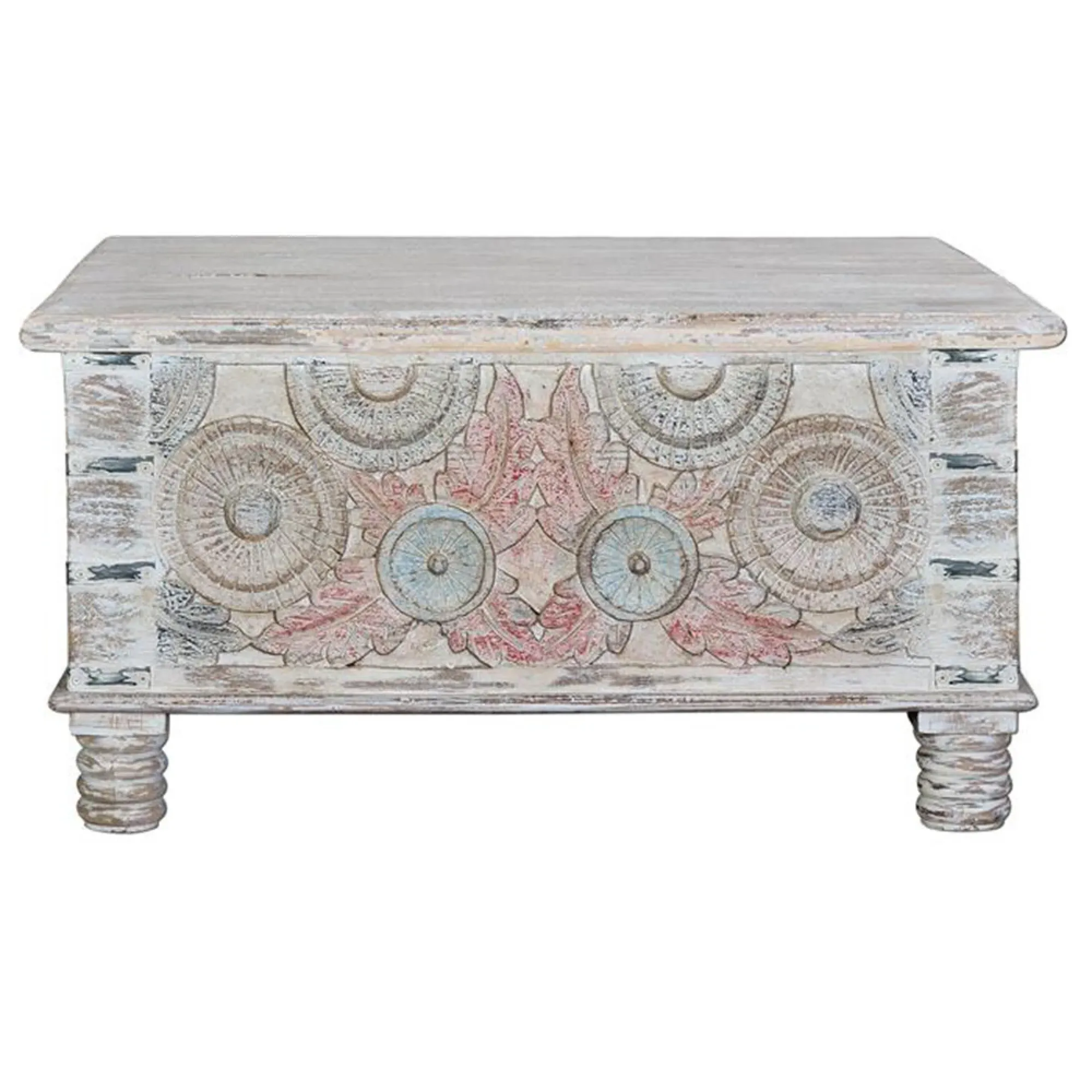 Tangazo Storage Coffee Table - White, Mango Wood