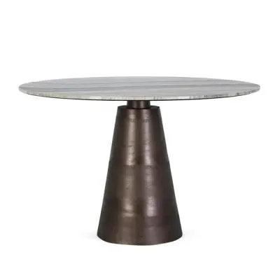Taranto 4-Seater Round Pedestal Dining Table - Grey, Marble