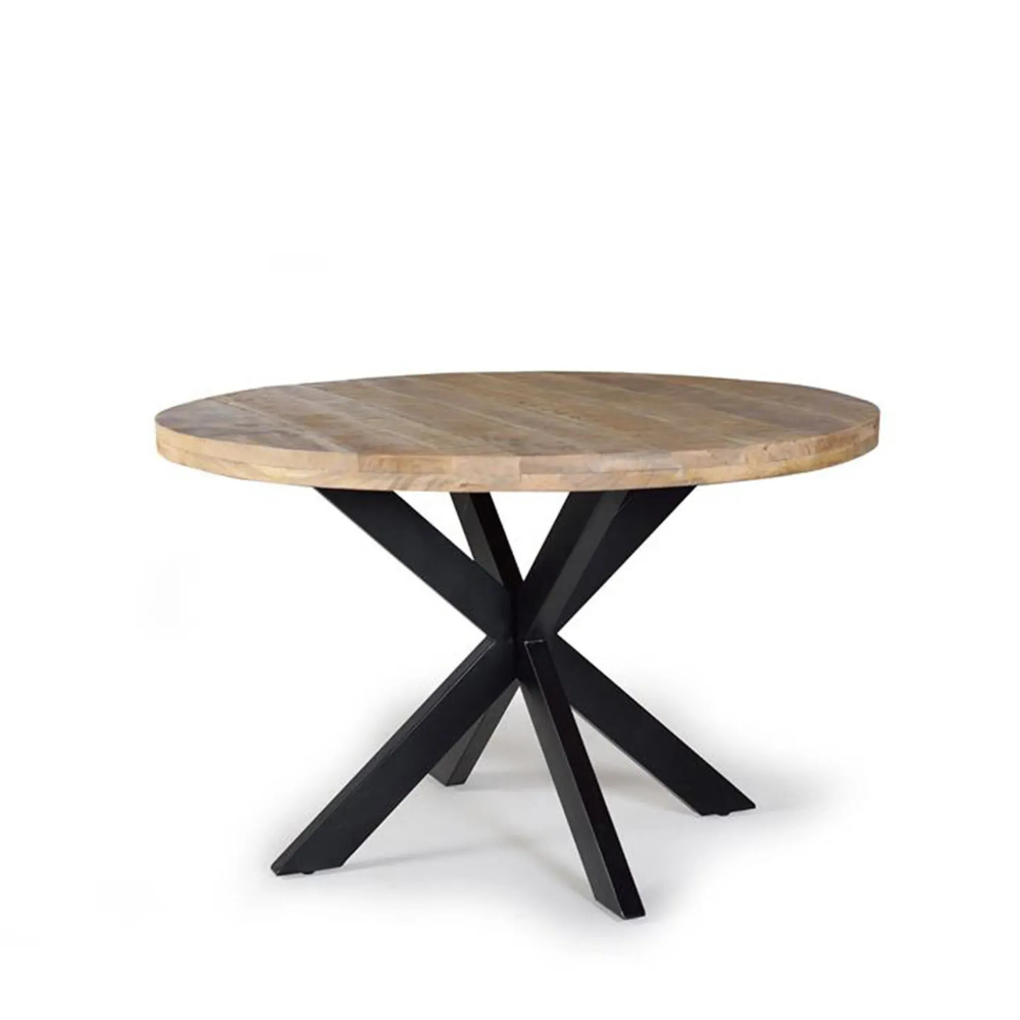 Teramo 4 Seater Round Dining Table with Spider Legs - Natural, Mango Wood