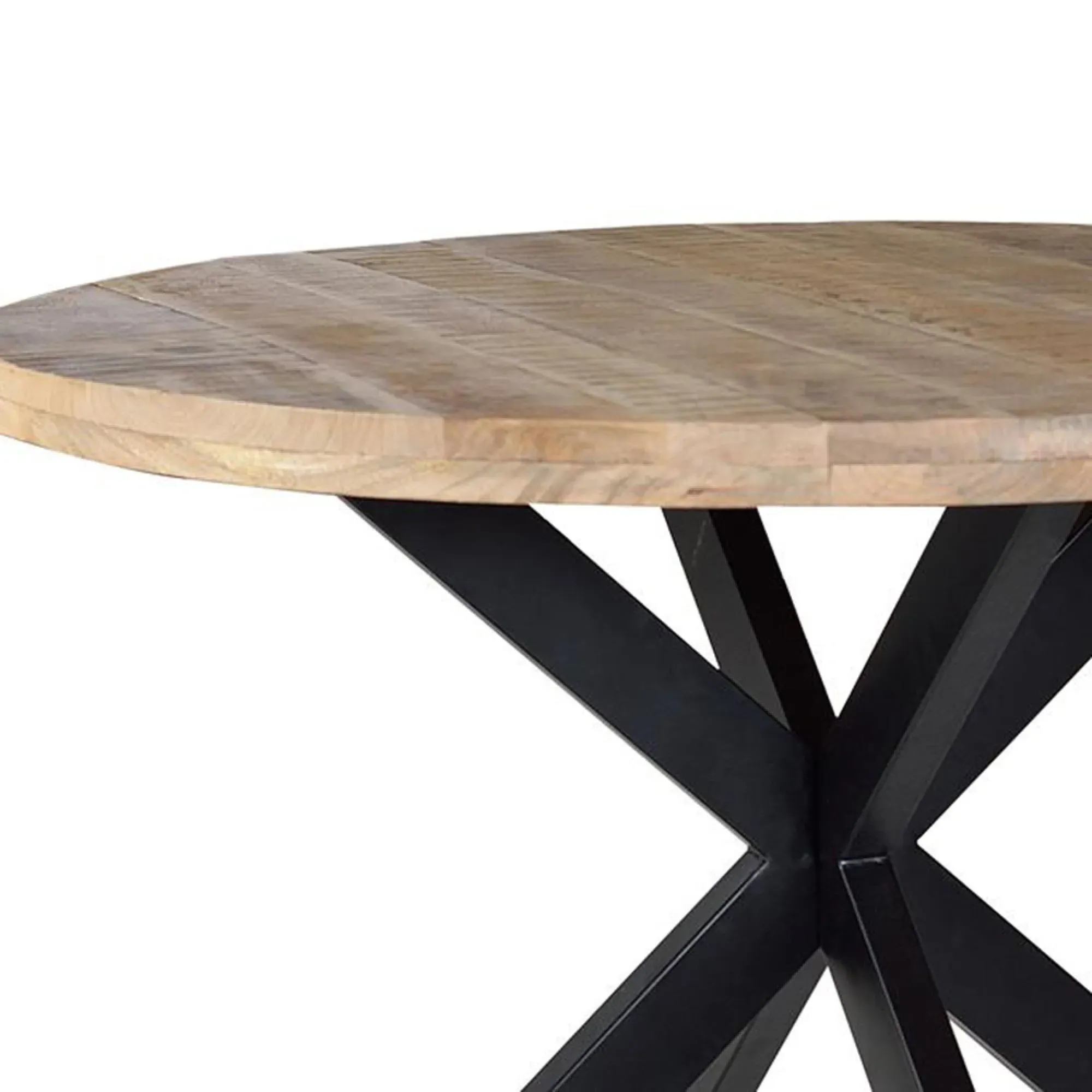 Teramo 4 Seater Round Dining Table with Spider Legs - Natural, Mango Wood