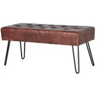Terni Leather Bench with Hairpin Legs - Brown