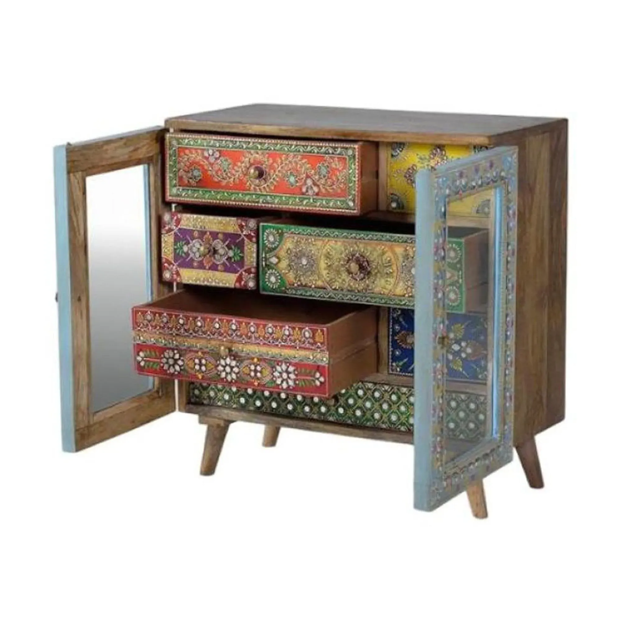 Timberon 2 Door Hall Cabinet - Blue, Mango Wood
