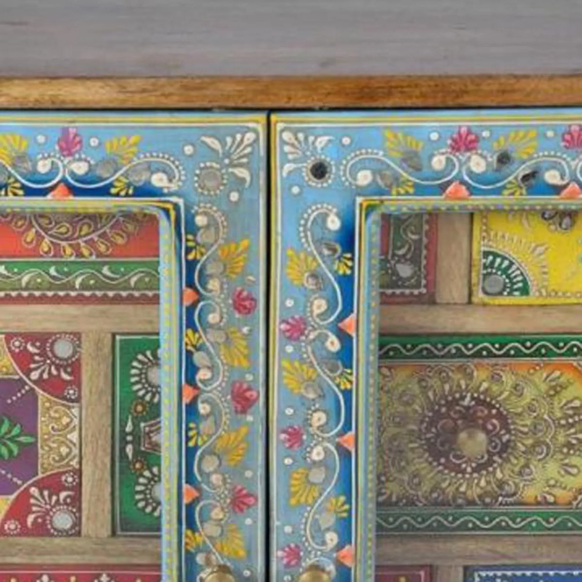 Timberon 2 Door Hall Cabinet - Blue, Mango Wood