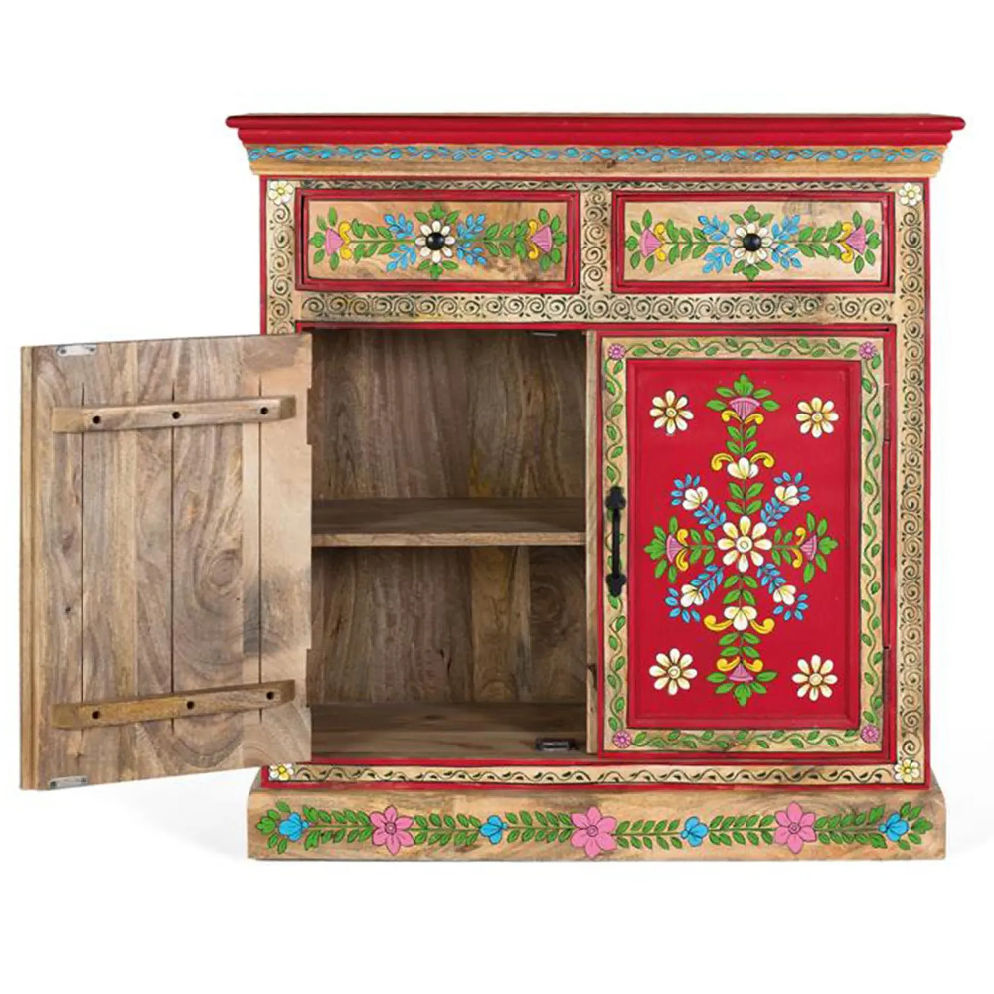 Trapani 2 Door Small Sideboard - Red, Mango Wood