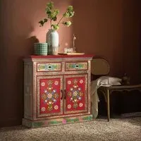 Trapani 2 Door Small Sideboard - Red, Mango Wood