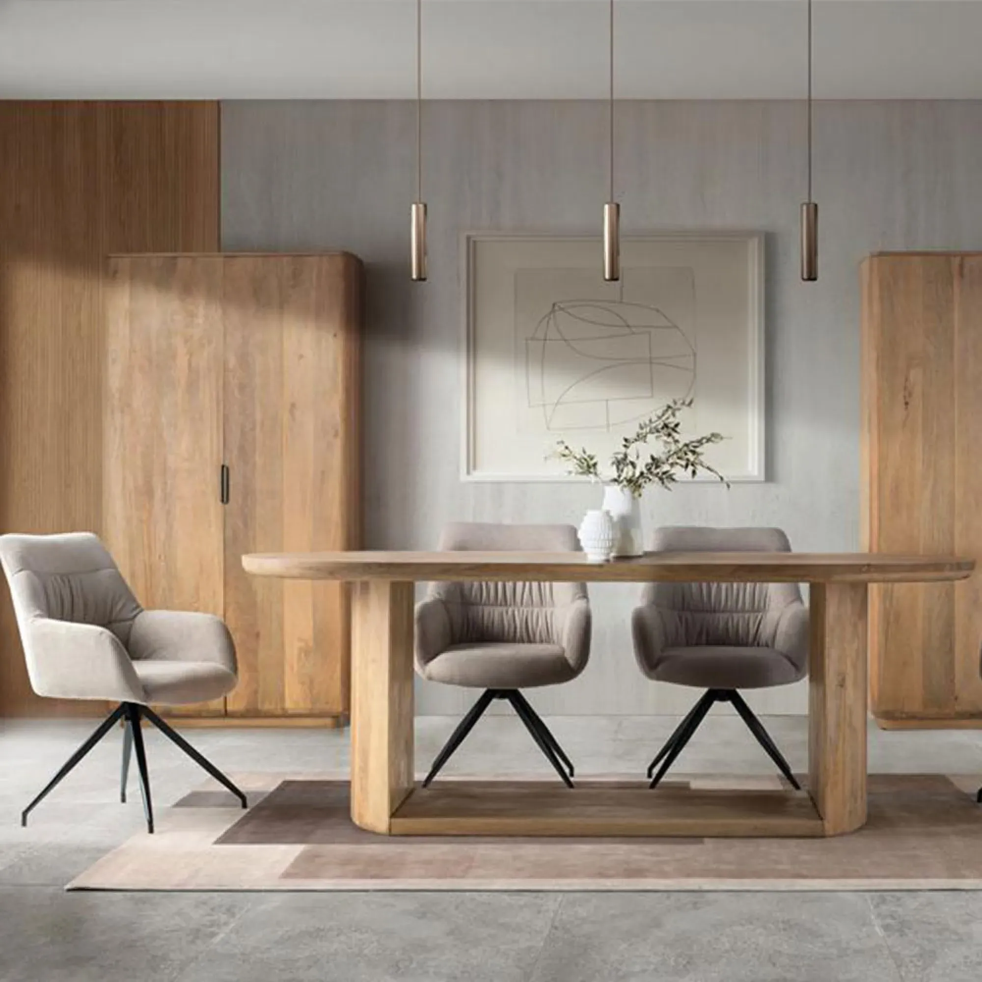 Trieste Oval 8-Seater Pedestal Dining Table - Natural, Mango Wood