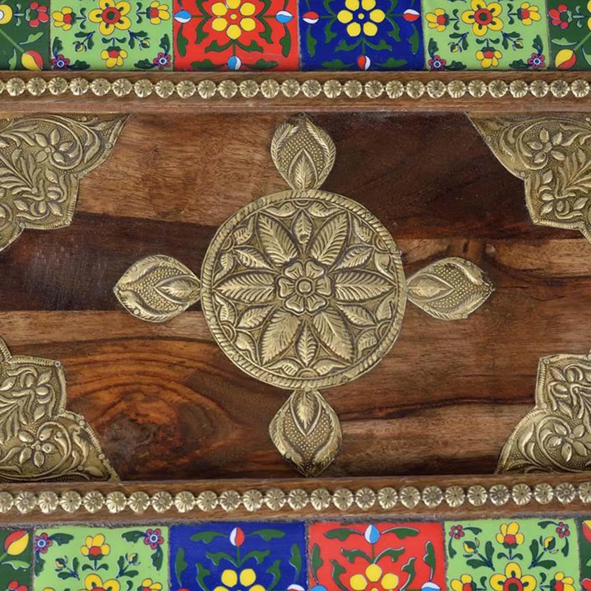 Trona Coffee Table - Brass, Acacia Wood