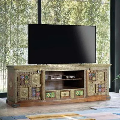 Trona Large TV Unit with Storage - Acacia Wood