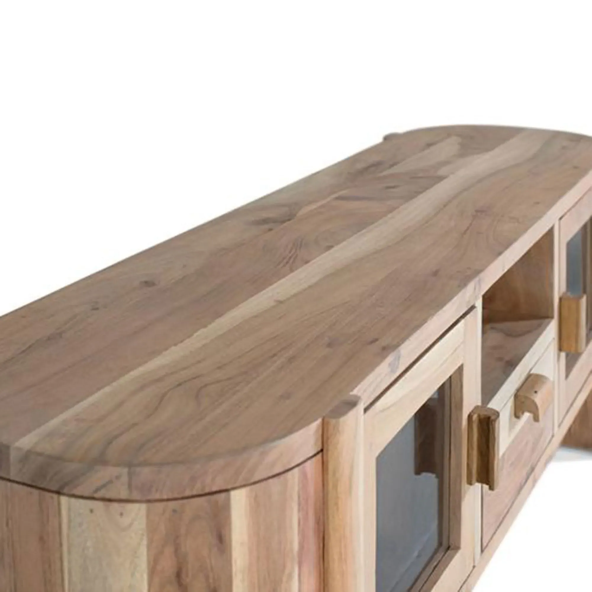 Turin 2 Door Large Curved TV Unit - Natural, Acacia Wood