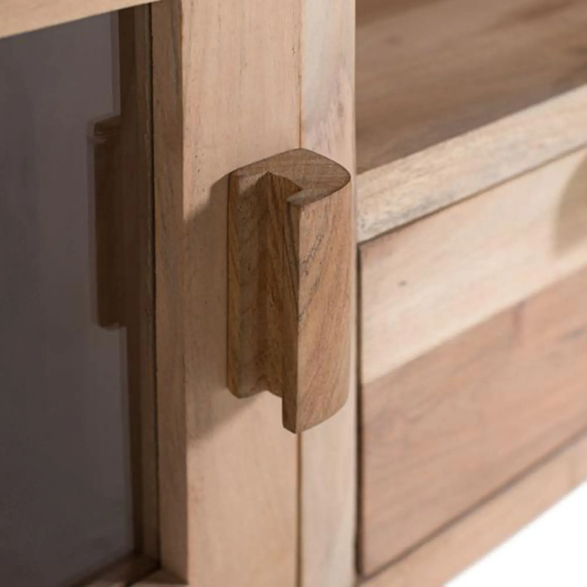 Turin 2 Door Large Curved TV Unit - Natural, Acacia Wood