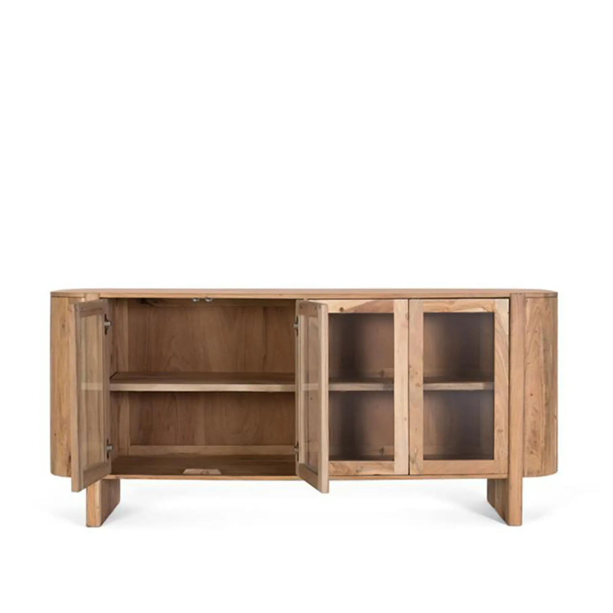 Turin Curved 4 Door Sideboard - Natural, Acacia Wood