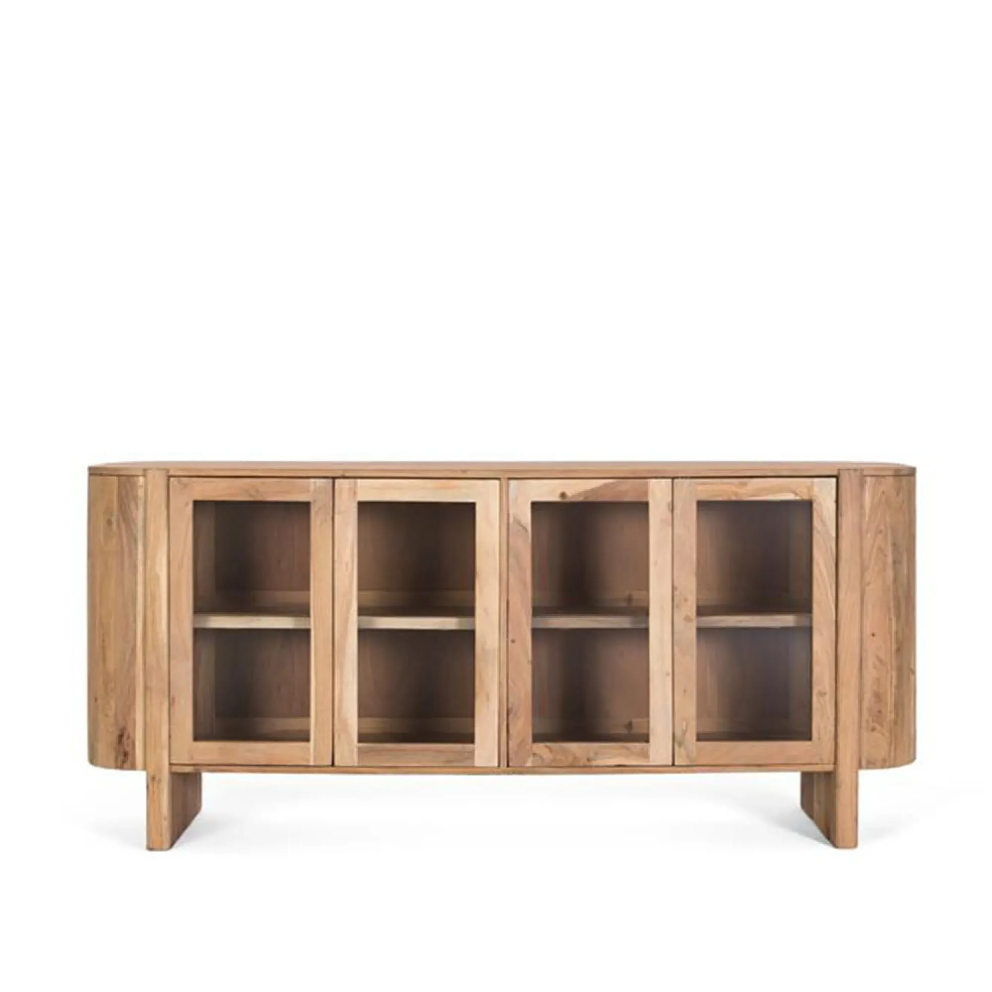 Turin Curved 4 Door Sideboard - Natural, Acacia Wood