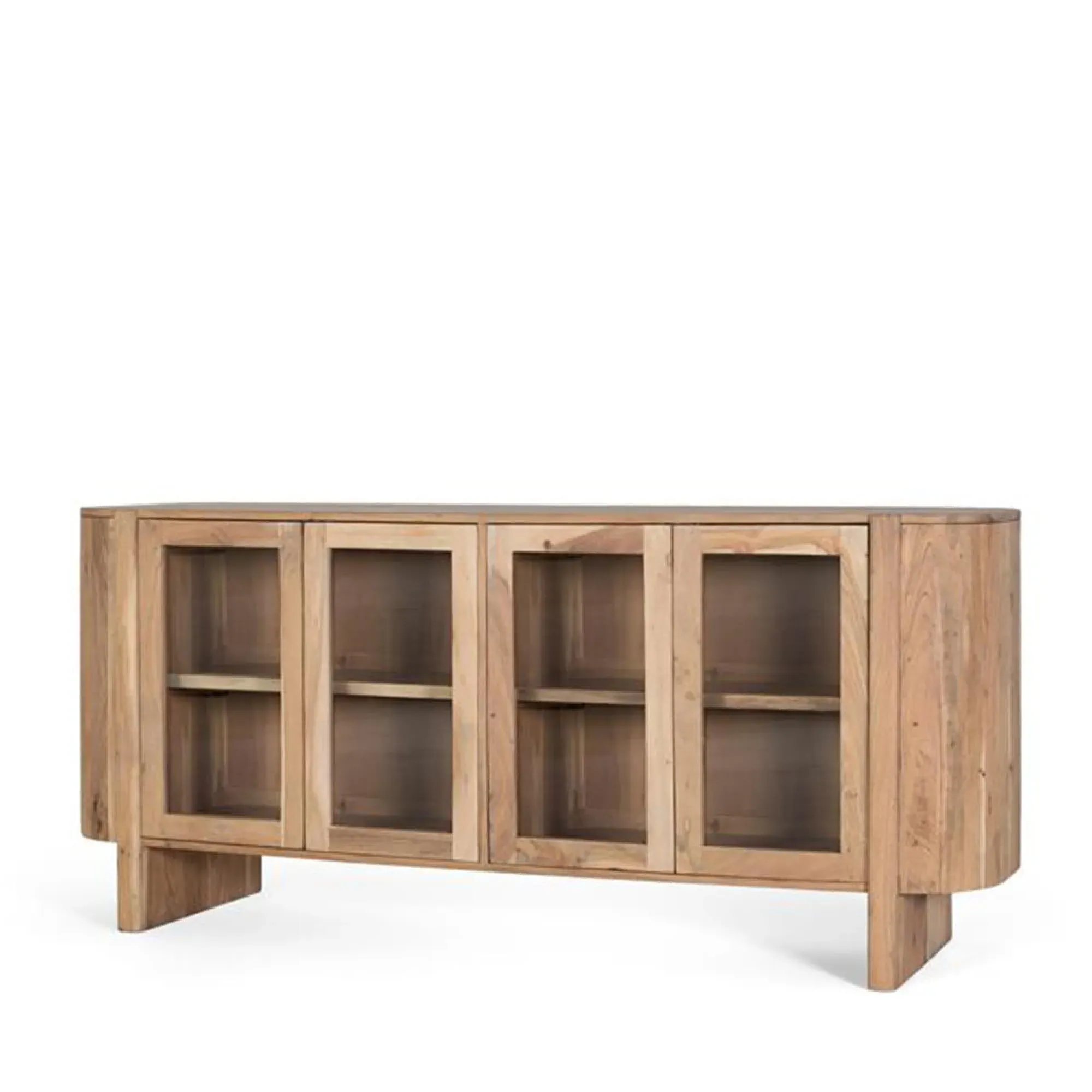 Turin Curved 4 Door Sideboard - Natural, Acacia Wood