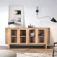 Turin Curved 4 Door Sideboard - Natural, Acacia Wood