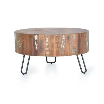 Tyddewi Round Coffee Table - Natural, Recycled Wood image