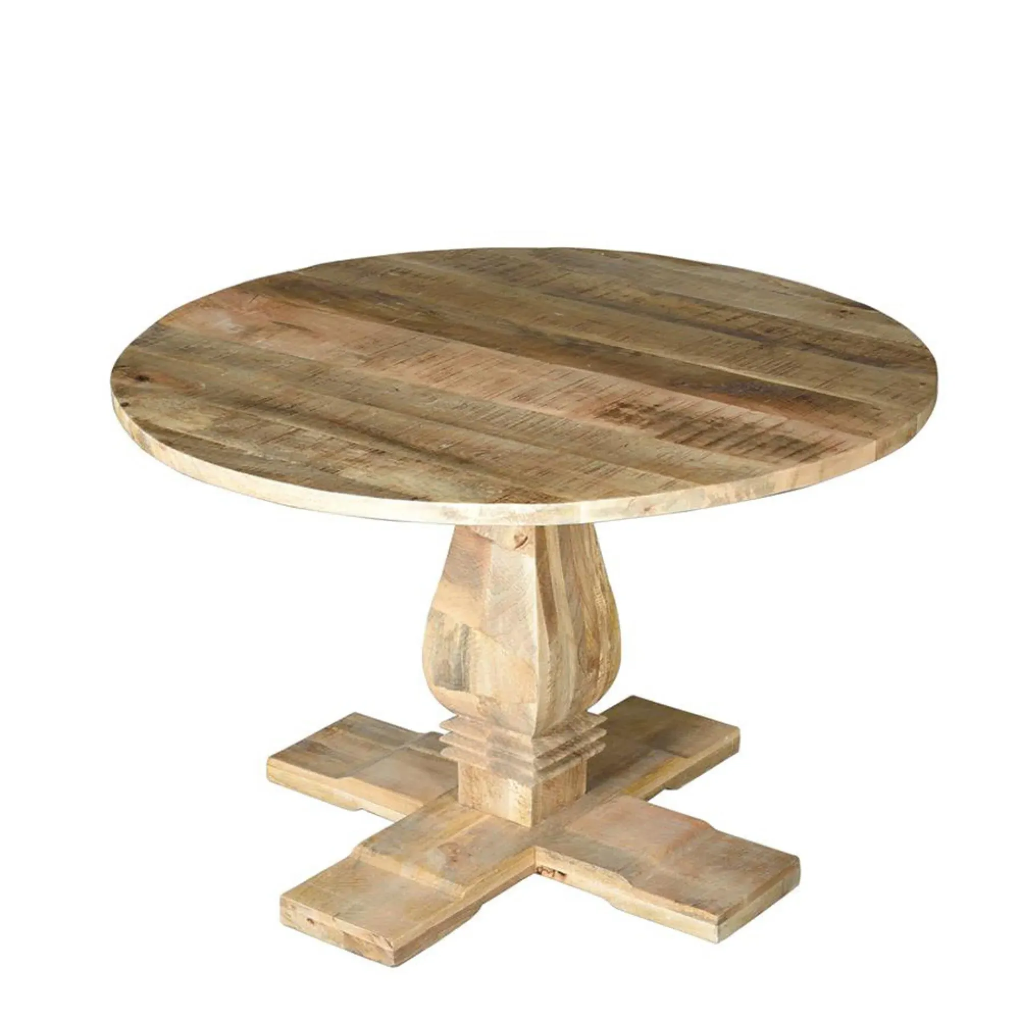 Udine 4-Seater Round Pedestal Dining Table - Natural, Mango Wood